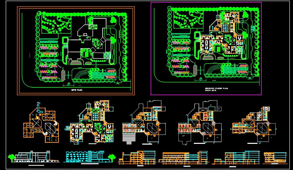 Eye Care Hospital Design - AutoCAD DWG Layout & Elevations